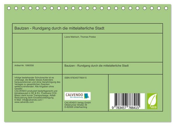 Produktbild: Bautzen - Rundgang durch die mittelalterliche Stadt (Tischkalender 2026 DIN A5 quer), CALVENDO Monatskalender