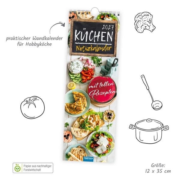 Produktbild: TR&Ouml;TSCH - Streifenkalender K&uuml;chennotiz 2027 Notizkalender