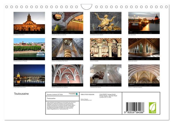 Produktbild: Toulousaine (Calendrier mural 2026 DIN A4 vertical), CALVENDO calendrier mensuel