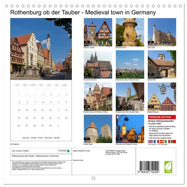 Produktbild: Rothenburg ob der Tauber - Medieval town in Germany (Wall Calendar 2026 12 &times; 12 Inch) CALVENDO 12 Month Wall Calendar