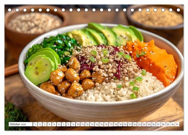 Produktbild: Vegane Bowls - Eine Sch&uuml;ssel voller Geschmack (Tischkalender 2026 DIN A5 quer), CALVENDO Monatskalender