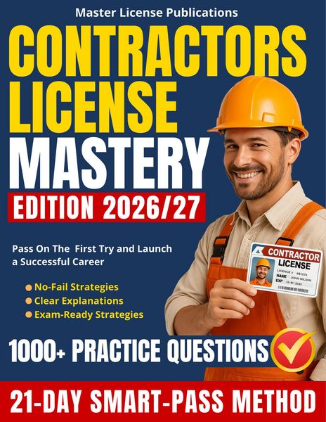 Produktbild: Contractors License Mastery: The 21-Day SMART-PASS Method with 1000+ Practice Questions, Clear Explanations and No-Fail Strategies to Help You Pass on