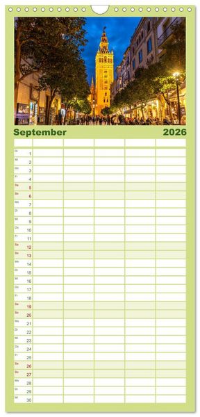 Produktbild: Familienplaner 2026 - Andalusien - Sevilla mit 5 Spalten (Wandkalender, 21 x 45 cm) CALVENDO