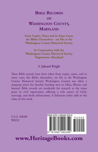 Produktbild: Bible Records of Washington County, Maryland