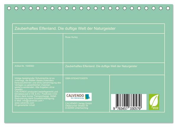 Produktbild: Zauberhaftes Elfenland. Die duftige Welt der Naturgeister (Tischkalender 2026 DIN A5 quer), CALVENDO Monatskalender