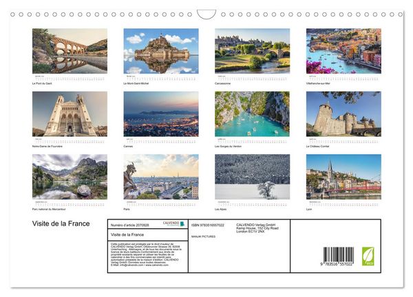 Produktbild: Visite de la France (Calendrier mural 2026 DIN A3 vertical), CALVENDO calendrier mensuel