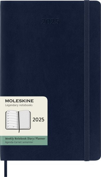 Moleskine 12 Monate Wochen Notizkalender 2025, Large/A5, Weicher Einband, Saphir