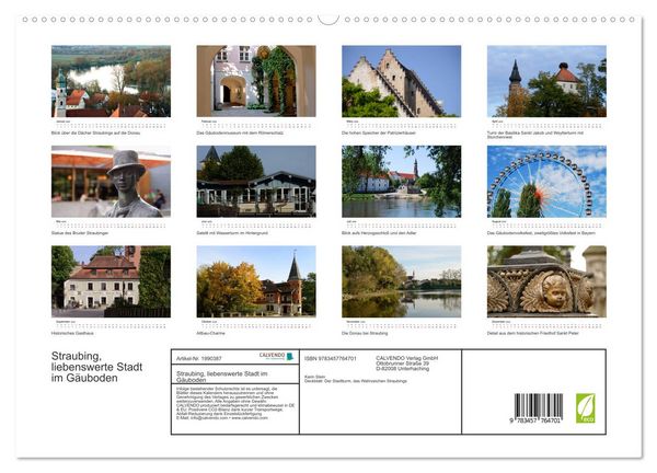 Produktbild: Straubing, liebenswerte Stadt im G&auml;uboden (hochwertiger Premium Wandkalender 2026 DIN A2 quer), Kunstdruck in Hochglanz