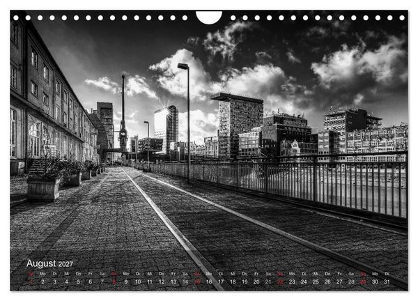 Produktbild: D&uuml;sseldorf Ansichten in Schwarz-Wei&szlig; (Wandkalender 2027 DIN A4 quer), CALVENDO Monatskalender