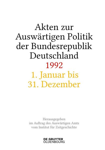 Produktbild: Akten zur Ausw&auml;rtigen Politik der Bundesrepublik Deutschland 1992
