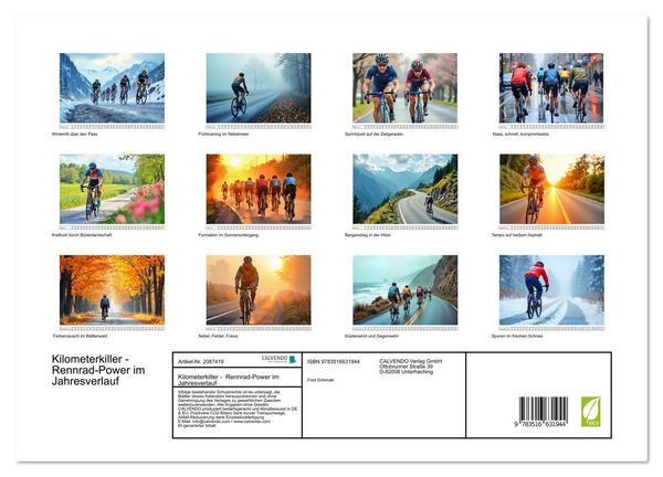 Produktbild: Kilometerkiller - Rennrad-Power im Jahresverlauf (hochwertiger Premium Wandkalender 2026 DIN A2 quer), Kunstdruck in Hochglanz
