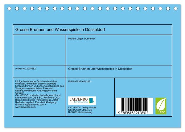 Produktbild: Grosse Brunnen und Wasserspiele in D&uuml;sseldorf (Tischkalender 2026 DIN A5 quer), CALVENDO Monatskalender