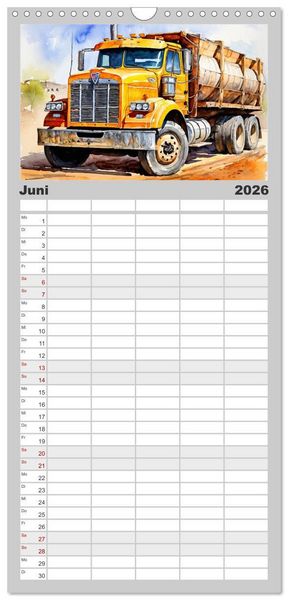 Produktbild: Familienplaner 2026 - Nostalgische Trucks mit 5 Spalten (Wandkalender, 21 x 45 cm) CALVENDO