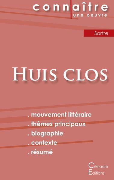 Produktbild: Fiche de lecture Huis clos de Jean-Paul Sartre (Analyse litt&eacute;raire de r&eacute;f&eacute;rence et r&eacute;sum&eacute; complet)