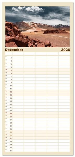 Produktbild: Familienplaner 2026 - Chile - Die stille Kraft der Atacama mit 5 Spalten (Wandkalender, 21 x 45 cm) CALVENDO