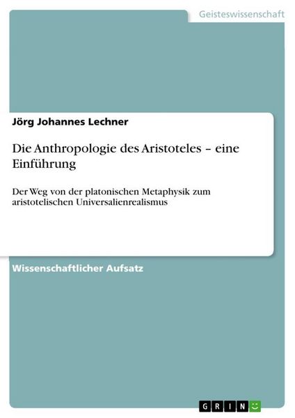 Produktbild: Die Anthropologie des Aristoteles - eine Einf&uuml;hrung