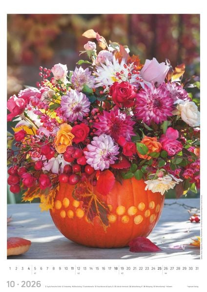 Produktbild: Blumen 2026 - Bildkalender A3 (29,7x42 cm) - Flowers - mit Feiertagen (DE/AT/CH) - Wandkalender - Blumenkalender