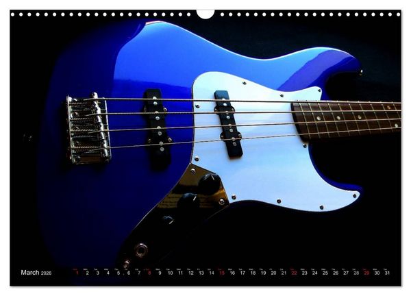Produktbild: BASS GUITARS put into the spotlight (Wall Calendar 2026 DIN A3 landscape), CALVENDO 12 Month Wall Calendar