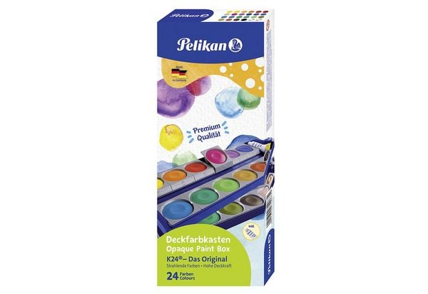 Produktbild: Pelikan Deckfarbkasten K24, 24 Farben und 1 Tube Deckwei&szlig;