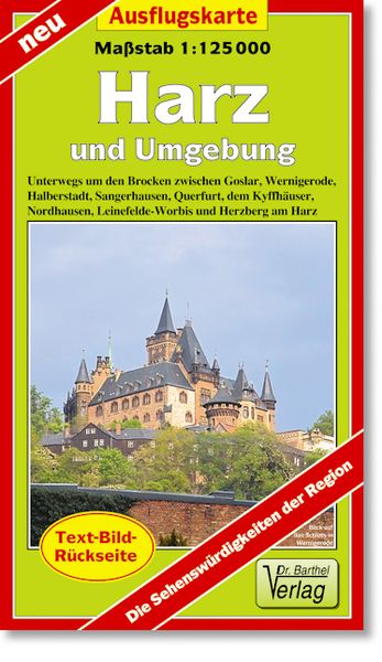 Produktbild: Harz und Umgebung Ausflugskarte 1 : 125000