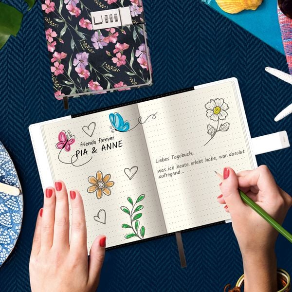 Produktbild: Tr&ouml;tsch Tagebuch mit Zahlenschloss Flowers