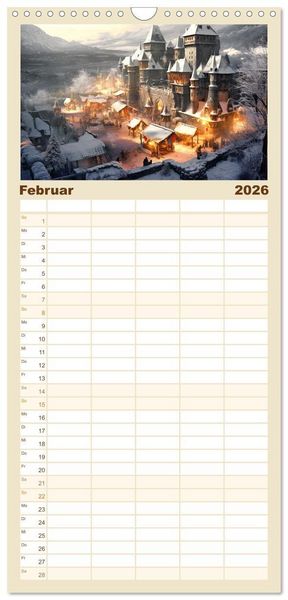 Produktbild: Familienplaner 2026 - Malerische Ritterburgen mit 5 Spalten (Wandkalender, 21 x 45 cm) CALVENDO