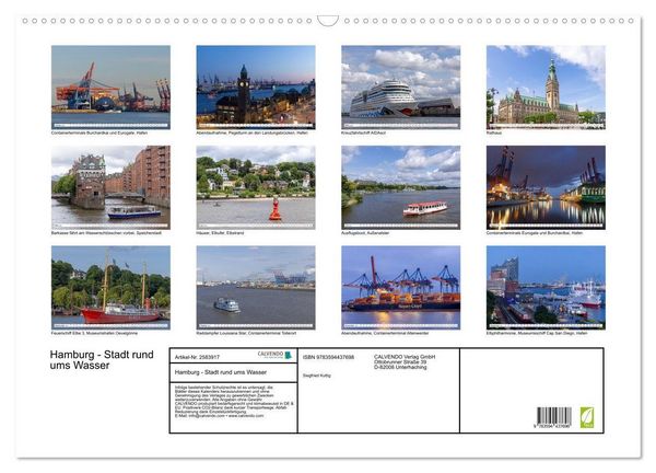 Produktbild: Hamburg - Stadt rund ums Wasser (Wandkalender 2027 DIN A2 quer), CALVENDO Monatskalender