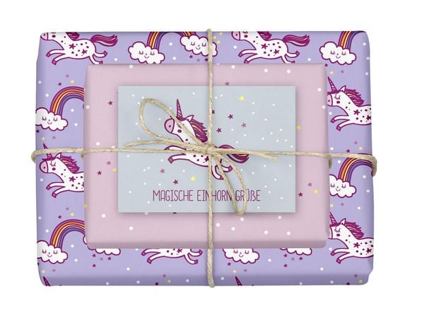 Produktbild: Geschenkpapier-Set f&uuml;r Kinder: Einhorn