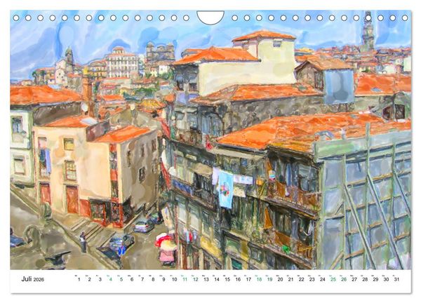 Produktbild: Porto - Ansichten in Aquarell (Wandkalender 2026 DIN A4 quer), CALVENDO Monatskalender