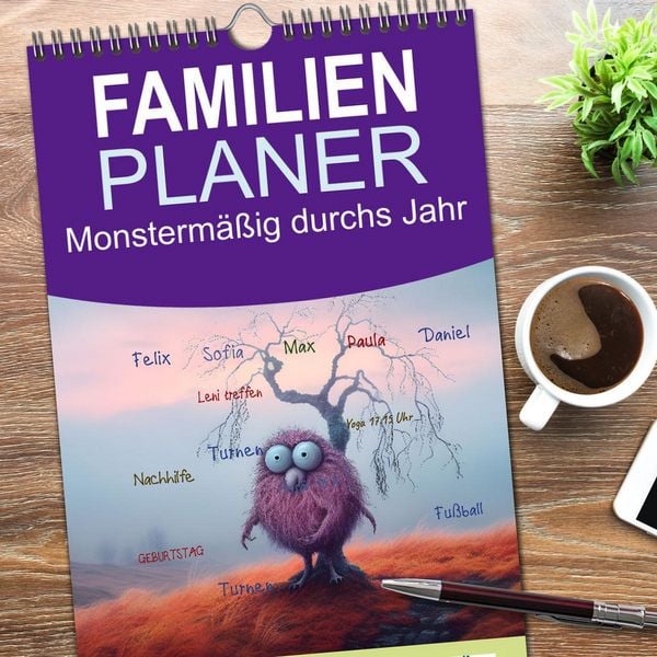 Produktbild: Familienplaner 2026 - Monsterm&auml;&szlig;ig durchs Jahr mit 5 Spalten (Wandkalender, 21 x 45 cm) CALVENDO