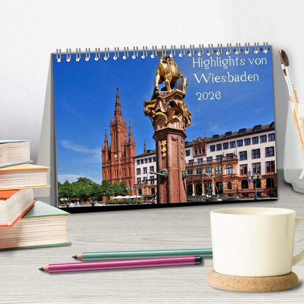 Produktbild: Highlights von Wiesbaden (Tischkalender 2026 DIN A5 quer), CALVENDO Monatskalender