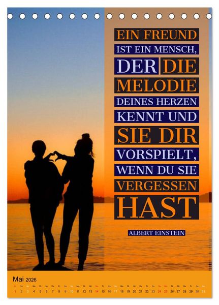 Produktbild: Freundschaft Weisheiten und Zitate (Tischkalender 2026 DIN A5 hoch), CALVENDO Monatskalender