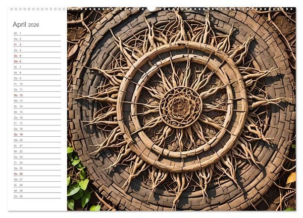 Produktbild: Natural Mandalas - Kraftvolle KI Mandalas aus Naturmaterialien (hochwertiger Premium Wandkalender 2026 DIN A2 quer), Kunstdruck in Hochglanz