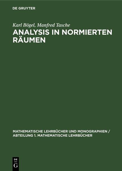 Produktbild: Analysis in Normierten R&auml;umen
