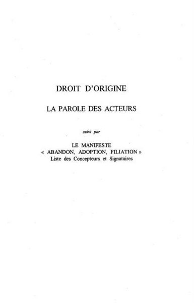 Produktbild: Droit d'origine: la parole desacteurs