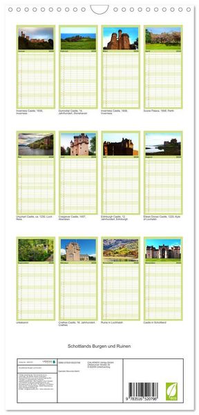 Produktbild: Familienplaner 2026 - Schottlands Burgen und Ruinen mit 5 Spalten (Wandkalender, 21 x 45 cm) CALVENDO