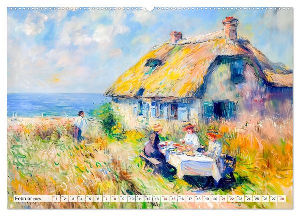 Produktbild: Ein Tag am Meer - Durch die Augen der Impressionisten (hochwertiger Premium Wandkalender 2026 DIN A2 quer), Kunstdruck in Hochglanz