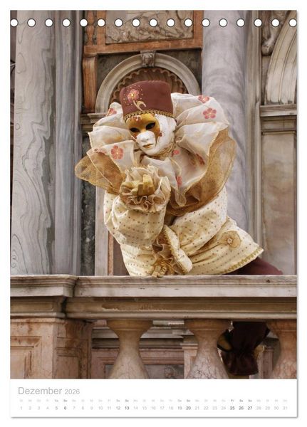 Produktbild: Masken der Sehnsucht - Karneval in Venedig (Tischkalender 2026 DIN A5 hoch), CALVENDO Monatskalender