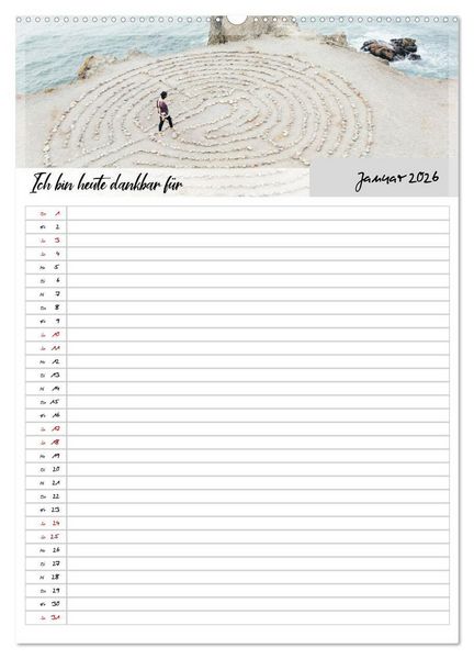 Produktbild: Ich bin dankbar - ein Jahr voller Yoga und Achtsamkeit - Yoga Kalender (hochwertiger Premium Wandkalender 2026 DIN A2 hoch), Kunstdruck in Hochglanz