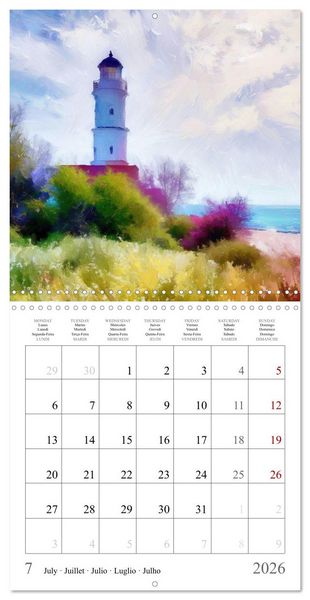 Produktbild: Phares de fantaisie (Calendrier mural carr&eacute; 2026 30x30 cm) Calendrier double avec une page pour vos prises de notes