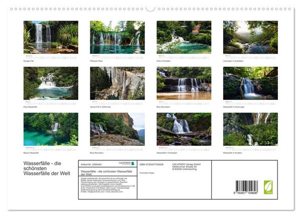 Produktbild: Wasserf&auml;lle - die sch&ouml;nsten Wasserf&auml;lle der Welt (hochwertiger Premium Wandkalender 2026 DIN A2 quer), Kunstdruck in Hochglanz