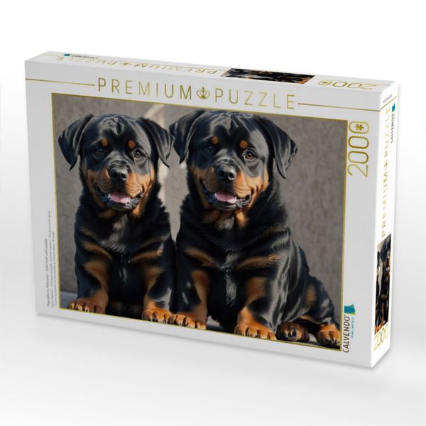 Produktbild: CALVENDO Puzzle Majest&auml;tische Rottweiler - Voller Kraft und Loyalit&auml;t | 2000 Teile Lege-Gr&ouml;&szlig;e 90x67cm Foto-Puzzle f&uuml;r gl&uuml;ckliche Stunden