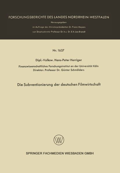 Produktbild: Die Subventionierung der deutschen Filmwirtschaft