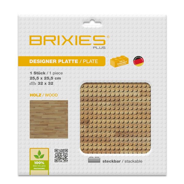 Produktbild: BRIXIES 225002 - Platte 32 x 32 Holz , Fotorealistische Bauplatte, 1 St&uuml;ck