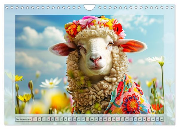 Produktbild: Bunter Schafschick. Flauschige Trendsetter zum verlieben (Wandkalender 2026 DIN A4 quer), CALVENDO Monatskalender