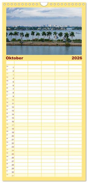Produktbild: Familienplaner 2026 - Kunterbuntes Miami mit 5 Spalten (Wandkalender, 21 x 45 cm) CALVENDO