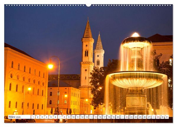 Produktbild: Abend in M&uuml;nchen (hochwertiger Premium Wandkalender 2026 DIN A2 quer), Kunstdruck in Hochglanz