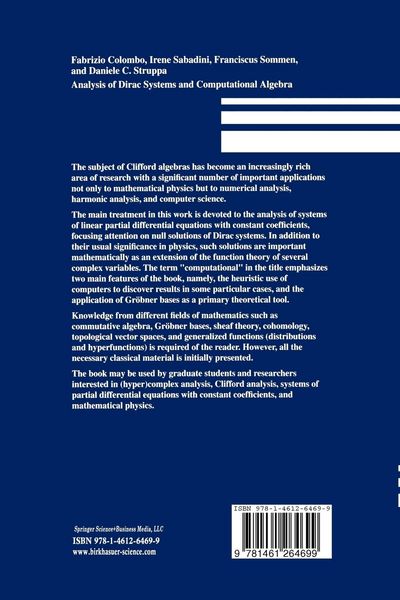 Produktbild: Analysis of Dirac Systems and Computational Algebra