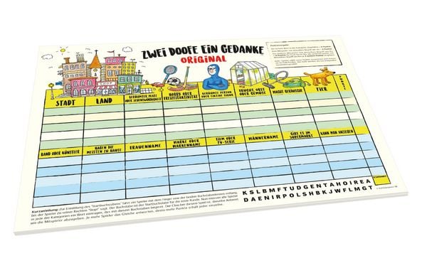 Kylskapspoesi KYL43029 - Spielblock, Zwei Doofe ein Gedanke Original (Stadt-Land-Fluss)