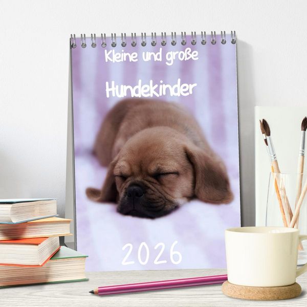 Produktbild: Kleine und gro&szlig;e Hundekinder 2026 (Tischkalender 2026 DIN A5 hoch), CALVENDO Monatskalender